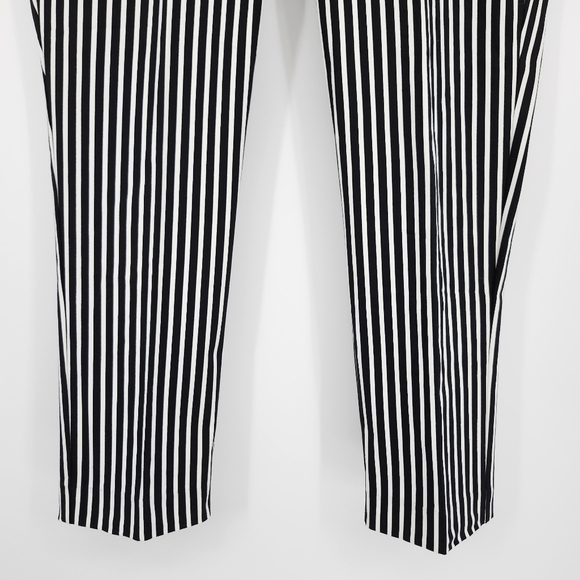 Worthington Womens Cotton Pant Size 16 Black White Bold Stripe Ankle Career Work - Picture 3 of 7